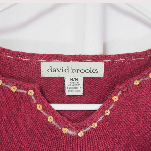 David Brooks Sweater Size M Red Embroidery - Picture 2 of 4